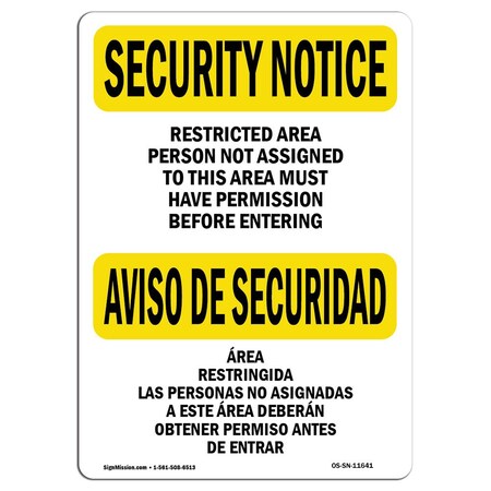 OSHA SECURITY NOTICE, 18 Height, 24 Width, Aluminum